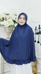 Bergo Rempel Jumbo XXXL Jilbab Instan Jersey Model Pinguin (Pet Tali Rempel)