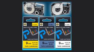 EZ Label it Tape Casio / Cartridge Label tape label cartridge Printer Casio KL series catridge label casio 9mm 12mm XR-9X XR-9WE XR-9RD XR-9BU XR-9YW XR-9GN XR-9ABK XR-9