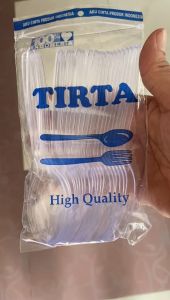 Sendok Makan Plastik Higienis Premium BENING merk TIRTA 1 pack isi 25 pcs... Bahan KOKOH / KUAT dan ANTI  PECAH