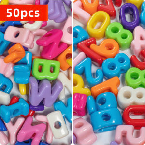 50pcs 14mm-20mm Acrylic Large Hole Letters and Numbers Beads for DIY Jewelry Making Bracelet Necklace Keychain Materials
