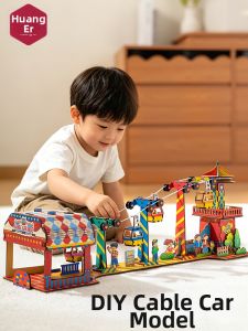 HUANGER | Elevator and Cable Car Assembly Model Kit Scientific DIY Craft for Children