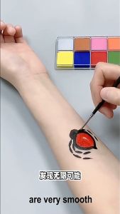 สีเพ้นท์หน้าปาร์ตี้แฟนซสีฟลูออเรสเซนต์สีเม็ดสี หน้ากันน้ำ การแต่งหน้าผิวหน้า ปาร์ตี้ฮัลโลวีนไอน้ำมันสี