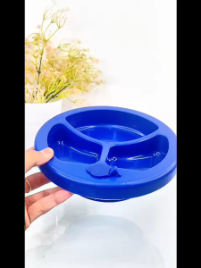 Piring Penghangat Makanan Bayi 3 Sekat Bahan Plastik / Baby Water Insulation Plate Silicone BPA FREE Tahan Panas / Wadah Tempat Makan Bubur Sayur Anti Tumpah / Mangkuk Sekat Perlengkapan Mpasi Balita Batita Anti Slip Food Grade - GP Mall