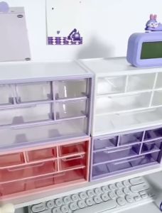 Sanrio Kuromi Cinnamoroll My Melody 9 Grids Multi-layer Drawer Storage Box Cartoon Desktop Multifunc Desktop Stationery Organizer