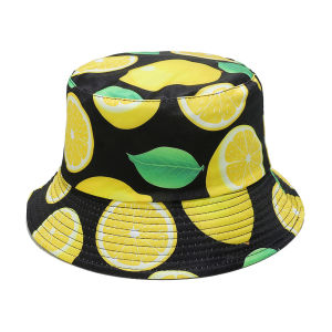 Reversible Lemon Fruit Print + Classic Black Design Bucket Hat Lightweight and Foldable Suitable for All Seasons Outdoor Sun Protection Hat Perfect for Everyday Casual Wear and Beach Vacations