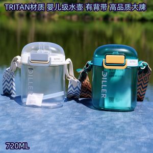 High Quality Outdoor Travel Water Bottle Tritan Material 720ML Capacity Cold Water Pot for Mothers And Babies European Style
