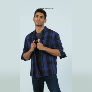 Bombboogie Kemeja Pria Ronin Blue Black 24683B5BA