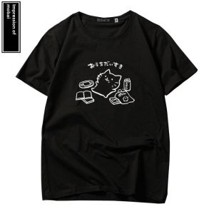 Impressions of Murber Anime Pattern T-Shirt Loose Fit Cotton Short Sleeve Situational Wear for Teenagers