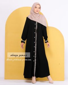 abaya yumna / gamis hitam / abaya renda / jetblack renda / premium