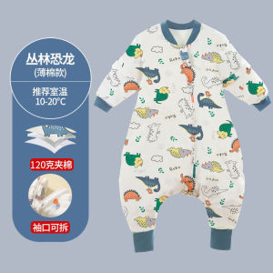 Thermoregulating Thin Cotton Childrens Sleeping Bag with Removable Sleeves Baby Leg Split Cartoon Design Portable Crib for Travel