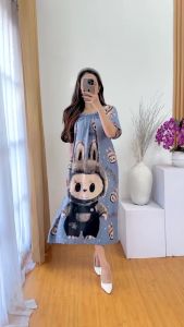 Daster Ibu Muda Viral Tiktok Terbaru Motif Labubu / Dress Fuji Bumil Masakini