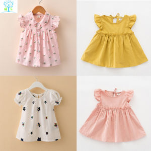Girls Summer Clothing Short sleeve Top Cotton Shirt Small Floral Baby Children Infant Baby Korean Style Western Style Flying Sleeve Shirt