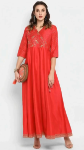 DEBAYU Rayon Kurti Maxi Gown with Foil Prints Size S to M Malaysia