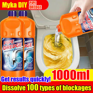 [3 seconds unclogging]Myka DIY Sink Drain Dredge Cleaner 1000ml Can dissolve 100 types of blockages clearing rate 99.99% Not hurt pipes Kitchen Sink Clean Bathroom Pipe Unclog Cleaning Dredging Agent Toilet Cleaner Drain Clog Remover