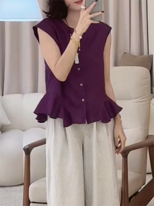 QINGNAER | Elegant Unique Sleeveless Large Size Slimming Shirt