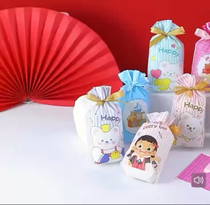 Childrens Birthday Candy Biscuit Chocolate Snack Gift Bag Drawstring zip lock Bags Candy Nougat Drawstring Bags