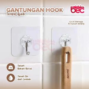 [5 Pcs] Gantungan Dinding Tempel Hook Transparan Waterproof Dinding Lemari Hanger Serbaguna Gantungan Cantolan Pakaian Baju Barang Kail Kuat Hook Hanger Suction Tanpa Paku Bor