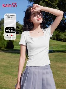 BALENO | Round Neck Short White Fitted T Shirt