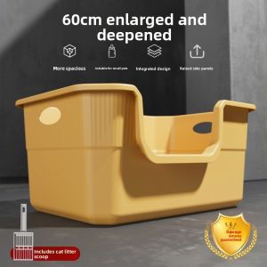 MONLEYTA | Extra Large Open-Top Cat Litter Box Anti-Splash Odor Control Cat Toilet Manleyta H0616100840 36x37x50cm