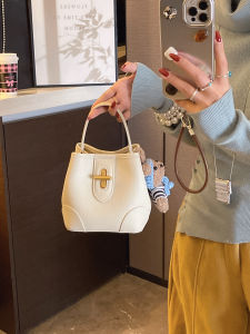 MY&FSNH | Litchi Pattern Full Grain Soft Leather Bucket Bag