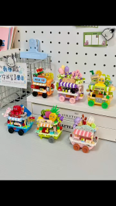 Mekansm Vending Cart Blok Binaan Mini Building Blocks BBQ Tea Fruit Shop Bricks Assemble Toys Gift