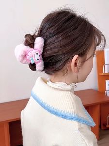 儿童三丽鸥发夹女童可爱毛绒夹子小女孩后脑勺鲨鱼夹头饰Kids Sanrio Cute Girls Flurry Hair Clip Hair Pins Back Head Clip Shark Clip Hair Accessories