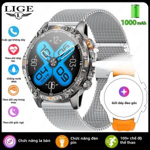 LIGE | Đồng Hồ Thông Minh GPS LIGE Dành Cho Nam Với Pin 1000mAh Khả Năng Chống Nước 3ATM Gọi Bluetooth Màn Hình 1.7 Inch Đèn Pin Theo Dõi Thể Dục & Giấc Ngủ