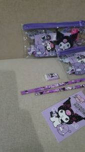 SET STATIONARY (6 IN 1) POUCH / PERLENGKAPAN ALAT TULIS + POUCH PVC / PENSIL PENGGARIS SERUTAN PENGHAPUS KUROMI SANRIO