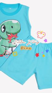 Setelan Kaos Kutung / Singlet Anak Bahan Katun untuk Anak Usia 1-6 Tahun Seri Dinosaurus