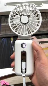 Power bank with Mini Fan 20000mah 2 in 1 Type C Rechargeable for iphone Cable PD Fast Charge Mini Fan USB Rechargeable Portable Hand Fan With Battery