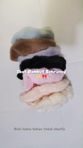 Ikat Rambut Korea Scrunchie Bahan Kain Bulu Halus/ Kuncir Hijab Kunciran Hair Band/Souvenir Hairband