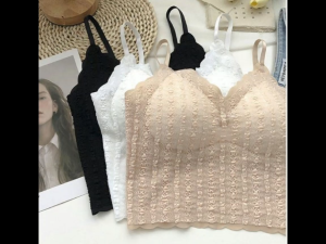 Tank Top Bra Lace Sleeveless Wanita Tanpa Kawat  / Tengtop Bra Renda Wanita / Crop Top Bra CF P225