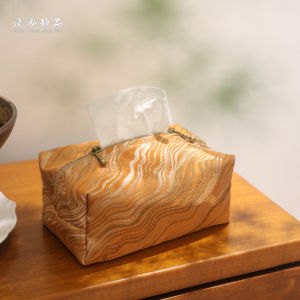 กล่องผ้าขนหนูสุดหรูสไตล์จีนใหม่ ซิปแบบ สำหรับใช้ในบ้าน ห้องนั่งเล่น โต๊ะกาแฟ ผ้าขนหนูแบบถอดได้ อุปกรณ์เก็บของในครัว