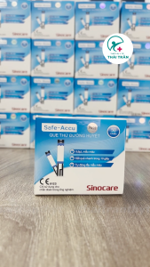 Que Thử Đường Huyết SINOCARE Safe-Accu Lọ 25 Que kèm 25 Kim date xa chính hãng