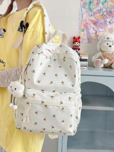 OUDENGPAI | Túi đeo vai học sinh nữ dung tích lớn họa tiết hoa phong cách mới 2025 Túi đeo vai đơn giản thường ngày chống thấm nước hình chữ nhật