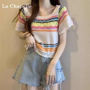 La Chapelle | Slimming Lace-up Short Sleeve T-shirt for Women in Large Size