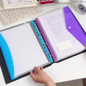 Bộ 6 Bìa Hồ Sơ A4 Dung Lượng Lớn HUAJIE Nhiều Màu Sắc Kèm Vòng Gáy 11 Lỗ Nút Mở Rộng Túi Đựng Nhãn Dùng Cho Trường Học Văn Phòng Gia Đình