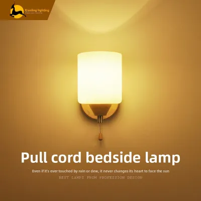 XIANLING | Modern Simple Wood Glass LED Wall Lamp with Switch