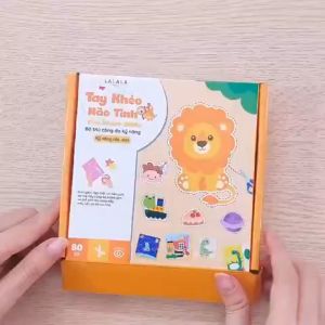 Đồ chơi Giáo dục - Bộ 3 hộp thủ công cắt dán - tô màu - gắp giấy TAY KHÉO NÃO TINH giúp bé phát triển toàn diện