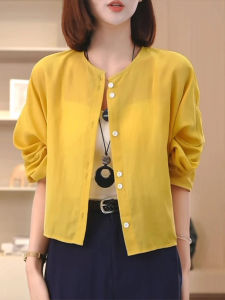 Shalldoer | Minimalist Solid Color Round Neck Short Outerwear Womens Summer New Style Fashionable Youthful Versatile Sun Protection Clothing