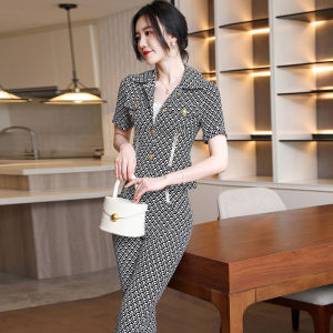 MUBEELE | ชุดแฟชั่นฤดูร้อนสำหรับผู้หญิง ชุดเสื้อสั้นและกางเกงขายาวทรงหลวมพิมพ์ลายดอกไม้ ทรงเข้ารูป เอวสูง ทรงหลวม ทรงเข้ารูป