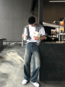 DAVID&ME | Vintage Washed Straight Jeans Men Spring Summer Loose
