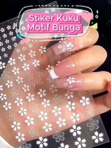 Alobeauty - WHITE FLOWER NAIL STICKER (6 VARIAN) STIKER KUKU NAIL ART