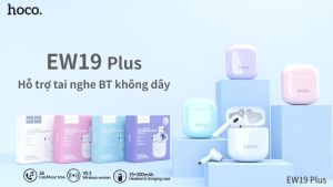 HOCO EW19 Plus หูฟังบลูทูธ TWS 5.3 เสียงใส HiFi Audio ดีไซน์สีพาสเทล บรรทัดและน่ารัก ระบบสัมผัส เชื่อมต่อเร็ว และที่สแตนด์บายนาน 180 ชม