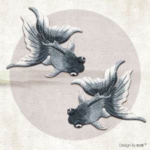 Miếng Vá Thêu Cá Vàng Nhỏ Đối Xứng DIY Vá Vải Thủ Công Không Keo Thêu Máy Tính Thủ Công DIY Trang Trí Quần Áo