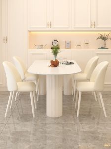 Stone Plate Kitchen Island Pure White Dining Table Integrated Small Apartment Household Minimalist Modern Light Luxury Net Red Cream Style Dining Table and Chair