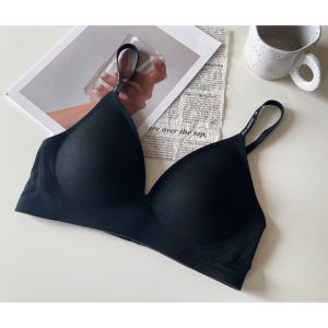 Kkins Seamless Removable Thick Cup Womens Bra No Steel Ring Youth Female Fixed Strap V-Style Four Season Wear Underwear