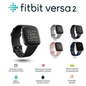 Fitbit Versa 2 Smart Fitness Watch Heart Rate Monitor Sleep Music Alexa Swim Tracker Waterproof for Gym Workout iOS Android