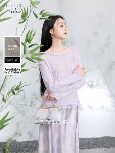 3COLOUR·S | One-Shoulder Lace-Up Knit Sweater