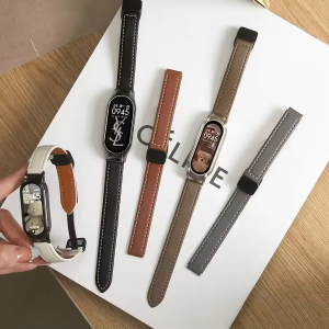 สายนาฬิกาข้อมือหนังแท้ แบบเปลี่ยน สําหรับ Xiaomi Smart Band 10 สายนาฬิกา Mi Band 9 8 นาฬิกาอัฉริยะ
